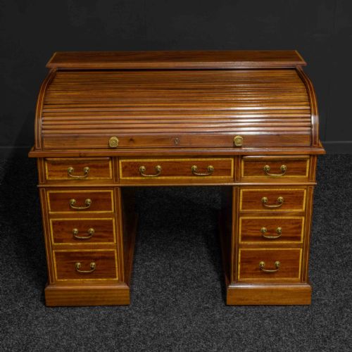 EDWARDIAN MAHOGANY INLAID DESK BY MAPLES - ADDITIONAL PHOTO 12