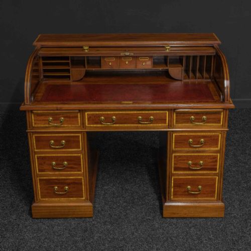 EDWARDIAN MAHOGANY INLAID DESK BY MAPLES - ADDITIONAL PHOTO 13