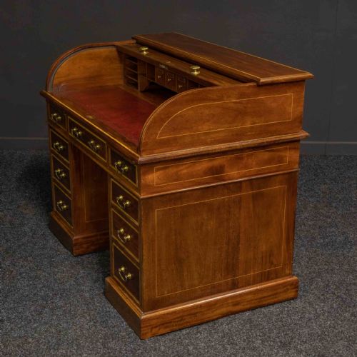 EDWARDIAN MAHOGANY INLAID DESK BY MAPLES - ADDITIONAL PHOTO 15