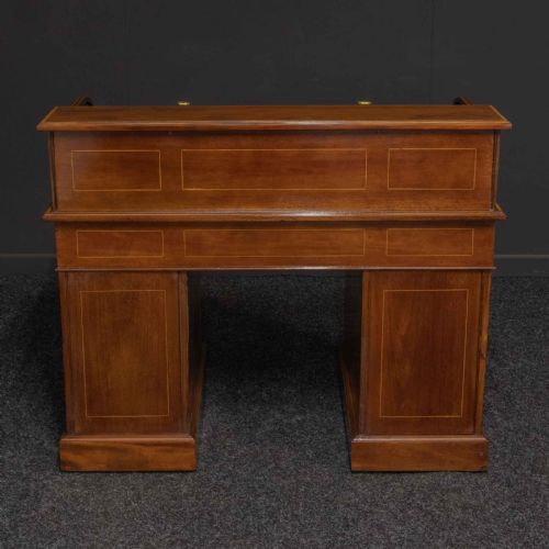 EDWARDIAN MAHOGANY INLAID DESK BY MAPLES - ADDITIONAL PHOTO 16