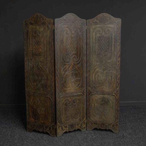 VICTORIAN EMBOSSED LEATHER SCREEN - ADDITIONAL PHOTO 9