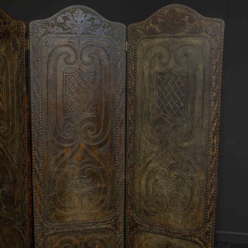 VICTORIAN EMBOSSED LEATHER SCREEN - ADDITIONAL PHOTO 10
