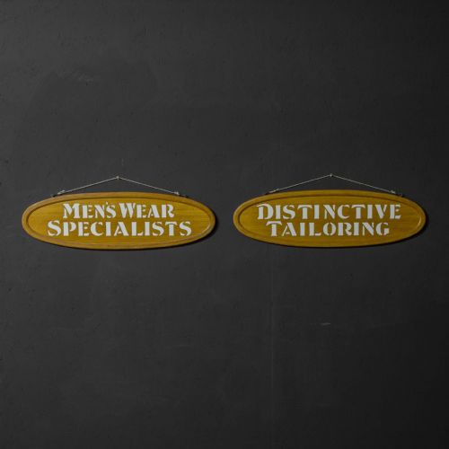 pair of edwardian oak framed tailors signs - CATEGORY: ANTIQUE MISCELLANEOUS - DATED EDWARDIAN