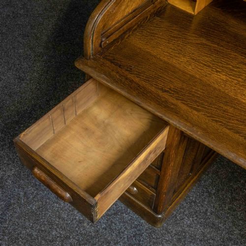 EDWARDIAN OAK ROLL TOP DESK - ADDITIONAL PHOTO 6