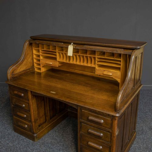 EDWARDIAN OAK ROLL TOP DESK - ADDITIONAL PHOTO 1
