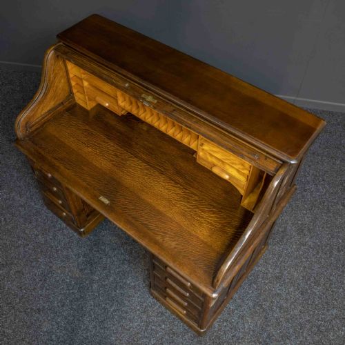 EDWARDIAN OAK ROLL TOP DESK - ADDITIONAL PHOTO 2