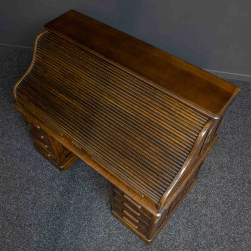EDWARDIAN OAK ROLL TOP DESK - ADDITIONAL PHOTO 3