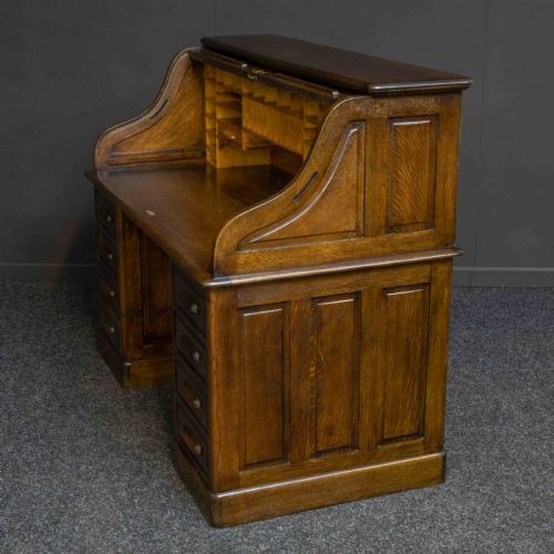 EDWARDIAN OAK ROLL TOP DESK - ADDITIONAL PHOTO 8