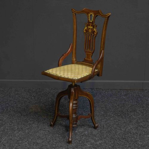 EDWARDIAN LADIES MAHOGANY REVOLVING CHAIR - ADDITIONAL PHOTO 1