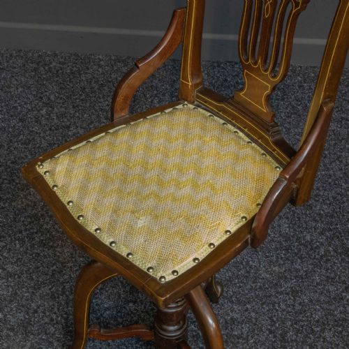 EDWARDIAN LADIES MAHOGANY REVOLVING CHAIR - ADDITIONAL PHOTO 3