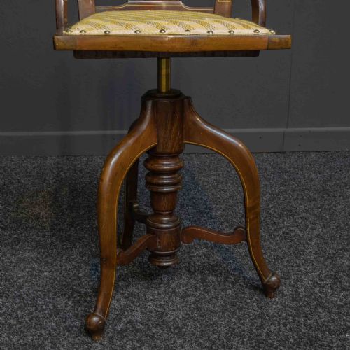 EDWARDIAN LADIES MAHOGANY REVOLVING CHAIR - ADDITIONAL PHOTO 6