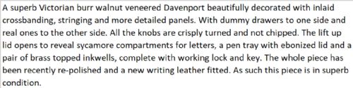 VICTORIAN WALNUT DAVENPORT - ADDITIONAL PHOTO 14