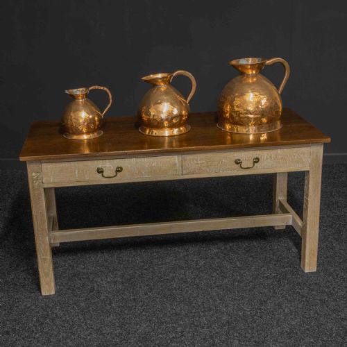 set of three victorian copper harvest flagons - CATEGORY: ANTIQUE METAL - DATED GEORGIAN
