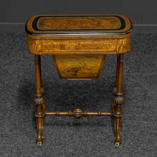 VICTORIAN WALNUT GAMESSEWING TABLE - ADDITIONAL PHOTO 1