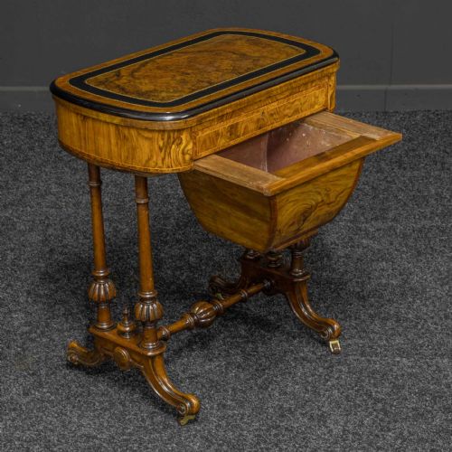 VICTORIAN WALNUT GAMESSEWING TABLE - ADDITIONAL PHOTO 2