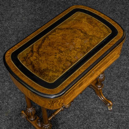 VICTORIAN WALNUT GAMESSEWING TABLE - ADDITIONAL PHOTO 3