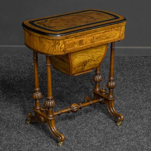 VICTORIAN WALNUT GAMESSEWING TABLE - ADDITIONAL PHOTO 5