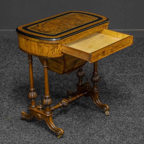 VICTORIAN WALNUT GAMESSEWING TABLE - ADDITIONAL PHOTO 6