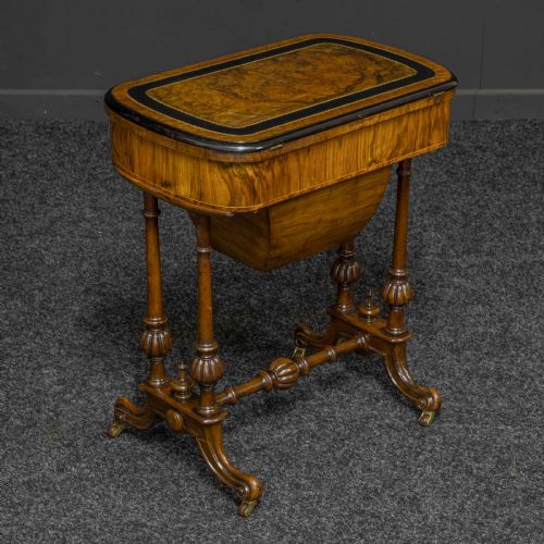 VICTORIAN WALNUT GAMESSEWING TABLE - ADDITIONAL PHOTO 8