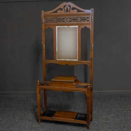art nouveau walnut hallstand - CATEGORY: ANTIQUE FURNITURE - DATED EDWARDIAN
