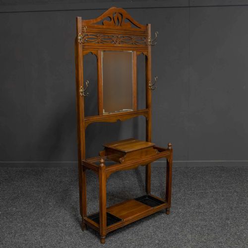 ART NOUVEAU WALNUT HALLSTAND - ADDITIONAL PHOTO 7