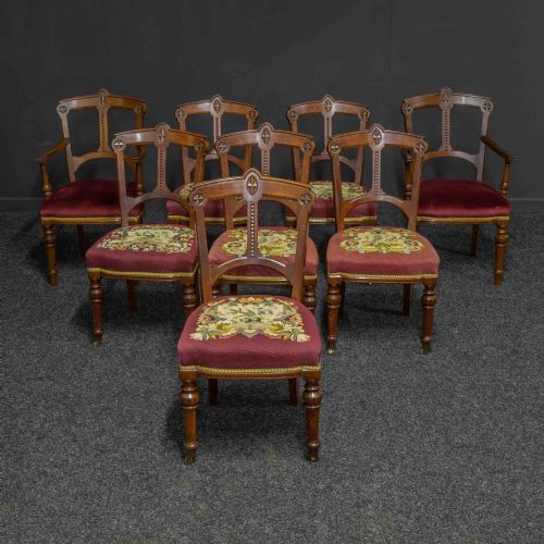 set of eight arts and crafts mahogany chairs - CATEGORY: ANTIQUE CHAIRS - DATED VICTORIAN