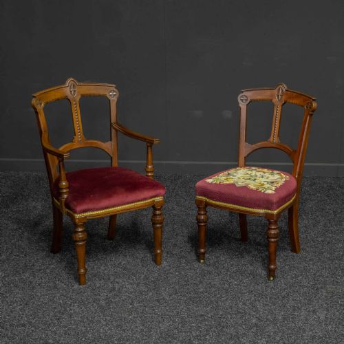 SET OF EIGHT ARTS AND CRAFTS MAHOGANY CHAIRS - ADDITIONAL PHOTO 6