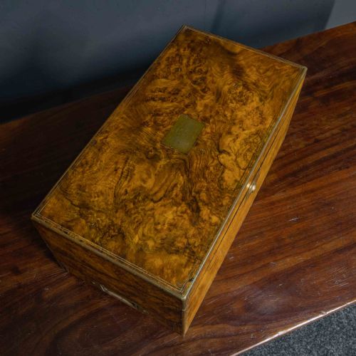 VICTORIAN BURR WALNUT WRITING BOX - ADDITIONAL PHOTO 8