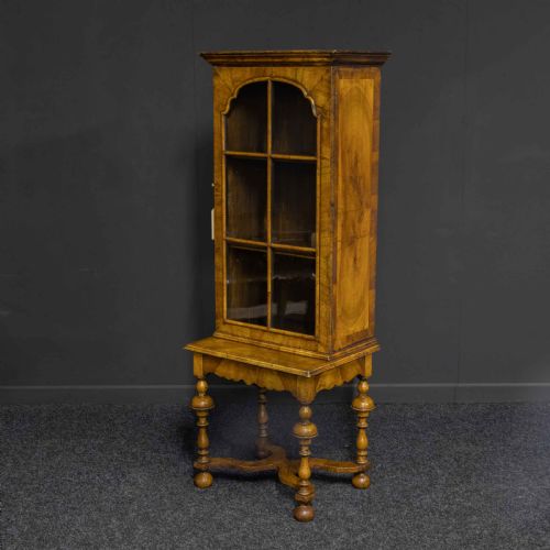 william and mary style walnut display cabinet - CATEGORY: ANTIQUE CABINETS - DATED 1920