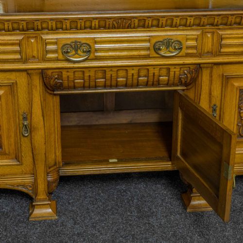 EDWARDIAN OAK SIDEBOARD BY J CAMBELL CO CABINET MAKERS GLASGOW - ADDITIONAL PHOTO 3