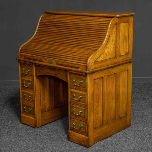 WALNUT ROLL TOP DESK - ADDITIONAL PHOTO 5