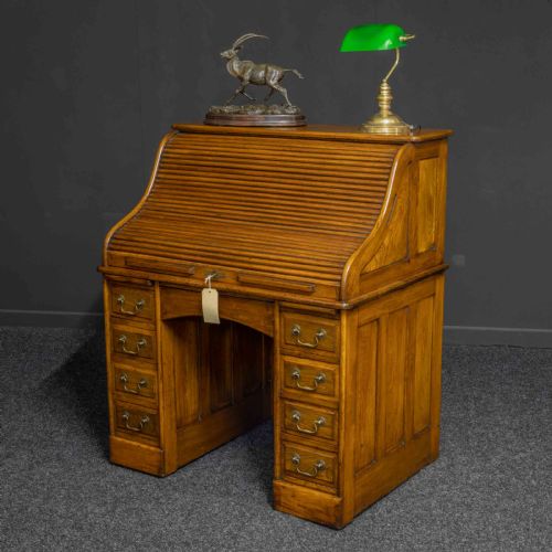 WALNUT ROLL TOP DESK - ADDITIONAL PHOTO 6
