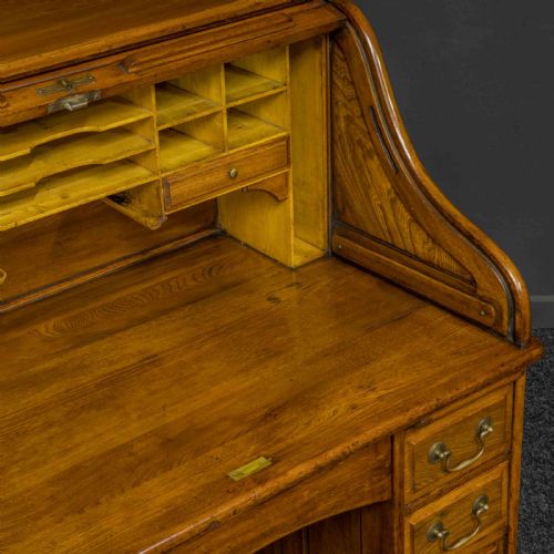 WALNUT ROLL TOP DESK - ADDITIONAL PHOTO 9