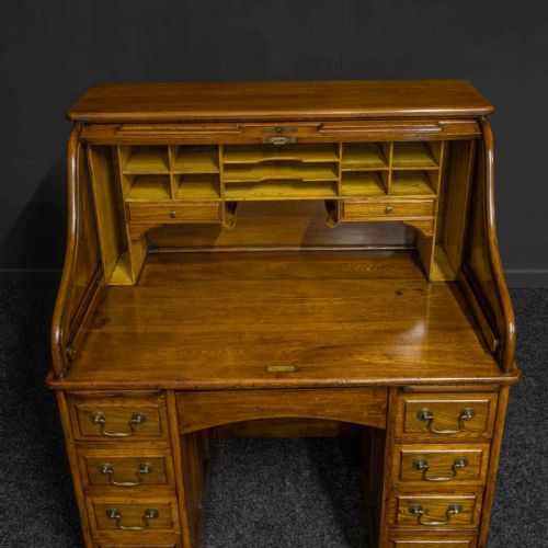 WALNUT ROLL TOP DESK - ADDITIONAL PHOTO 14