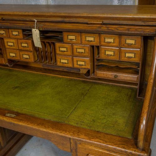 EDWARDIAN OAK ROLL TOP DESK - ADDITIONAL PHOTO 6
