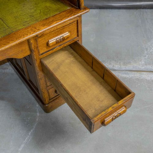EDWARDIAN OAK ROLL TOP DESK - ADDITIONAL PHOTO 9