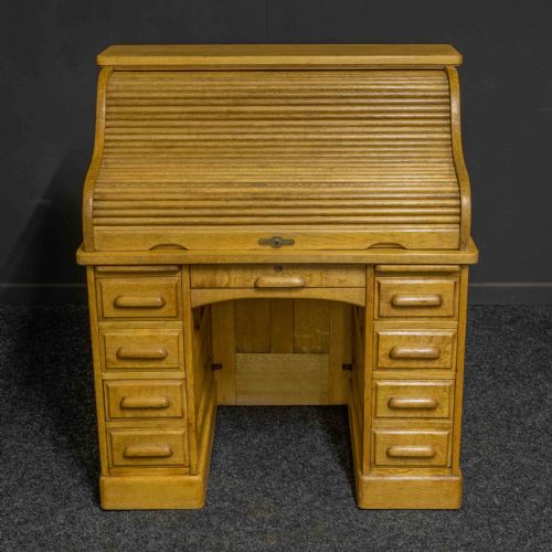 SMALL OAK ROLL TOP DESK - ADDITIONAL PHOTO 7