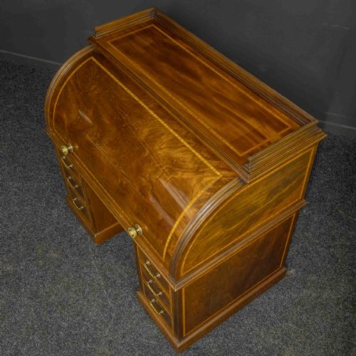 SHERATON REVIVAL MAHOGANY CYLINDER DESK - ADDITIONAL PHOTO 6