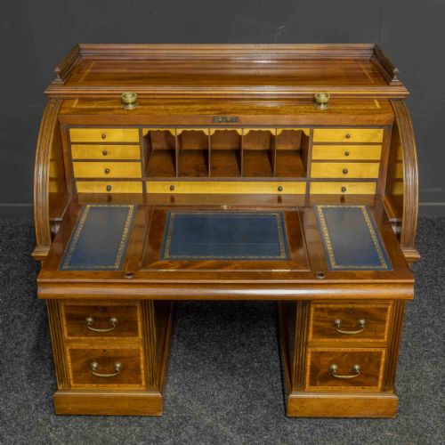 SHERATON REVIVAL MAHOGANY CYLINDER DESK - ADDITIONAL PHOTO 7