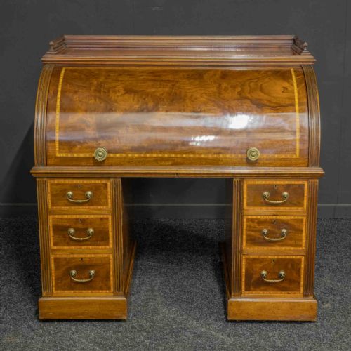 SHERATON REVIVAL MAHOGANY CYLINDER DESK - ADDITIONAL PHOTO 2