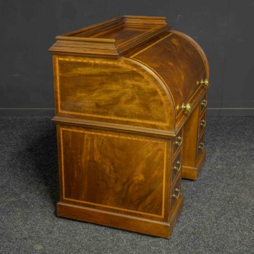 SHERATON REVIVAL MAHOGANY CYLINDER DESK - ADDITIONAL PHOTO 15