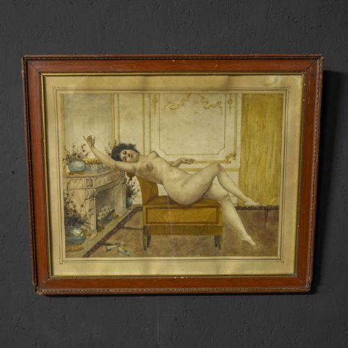 19th century fireplace watercolour - CATEGORY: ANTIQUE ART - DATED 19TH CENTURY