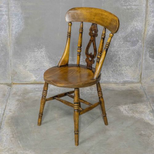 SET OF FOUR VICTORIAN ELM AND BEECH KITCHEN CHAIRS - ADDITIONAL PHOTO 3