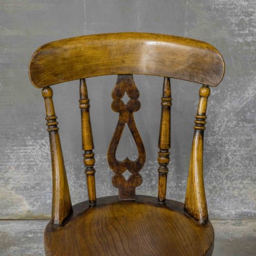 SET OF FOUR VICTORIAN ELM AND BEECH KITCHEN CHAIRS - ADDITIONAL PHOTO 8