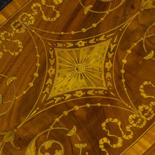 EDWARDIAN INLAID MAHOGANY ETAGERE WITH GLASS TRAY TOP - ADDITIONAL PHOTO 6