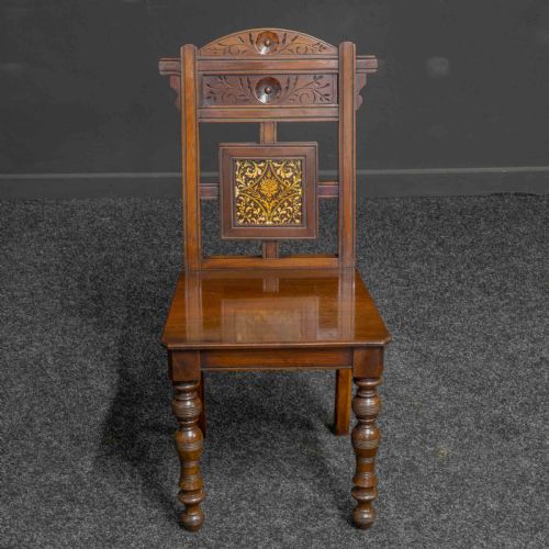 VICTORIAN WALNUT HALL CHAIR - ADDITIONAL PHOTO 3