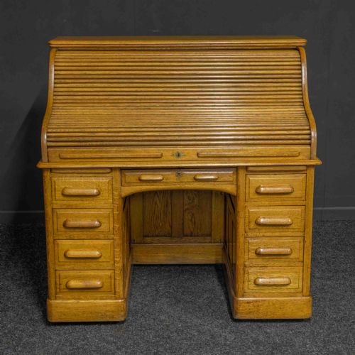 EDWARDIAN OAK ROLL TOP DESK - ADDITIONAL PHOTO 4