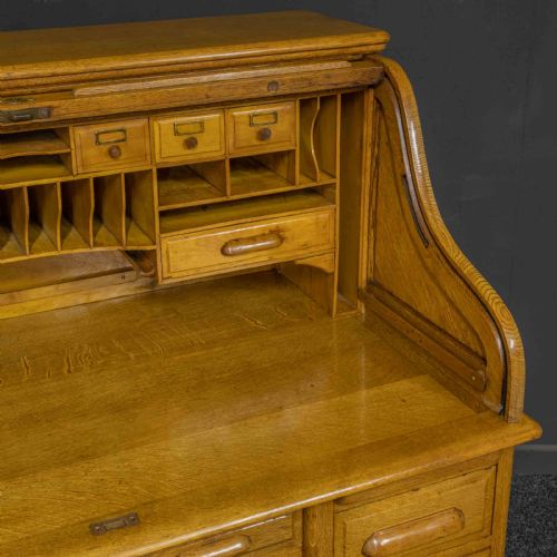 EDWARDIAN OAK ROLL TOP DESK - ADDITIONAL PHOTO 8