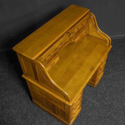 EDWARDIAN OAK ROLL TOP DESK - ADDITIONAL PHOTO 11