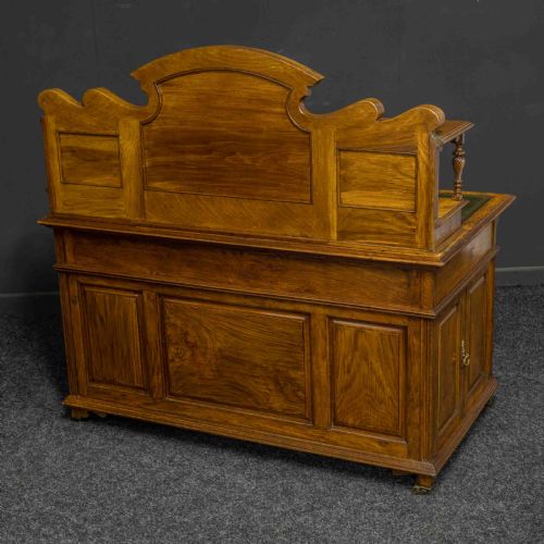 LATE VICTORIAN POLLARD OAK DESK BY THOMAS TURNER - ADDITIONAL PHOTO 5